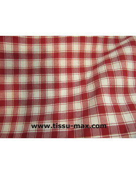 Tissu Ameublement  Carreaux Rouges