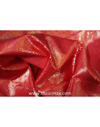 Tissu Hologramme Elastique rouge Pailleté