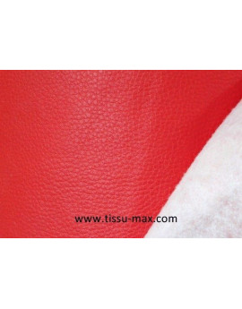 Tissu Simili Cuir Rigide Rouge Vif