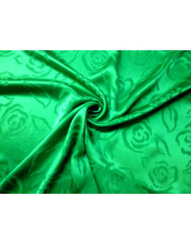 Tissu Satin de Soie Vert Imprimée 95