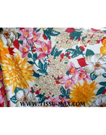 Tissu Polyester Imprimé fleurs d'été J02
