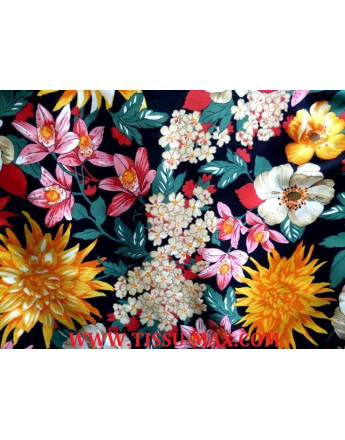 Tissu Polyester Imprimé fleurs d'été J03