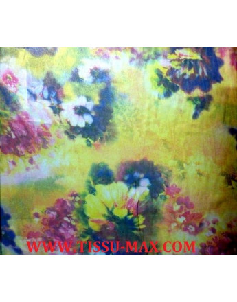 Tissu Mousseline Polyester Imprimé fleurs d'été A65