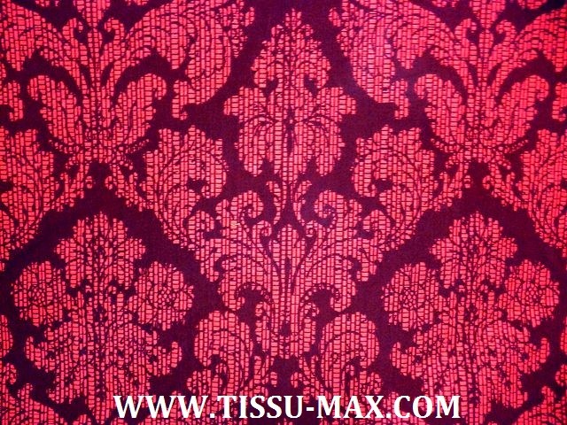 Tissu Ancien Vintage Fond Rouge - Coupon D'occasion, Longueur 174 (cm?)