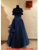 Robe Bleu Marine Organza Soie