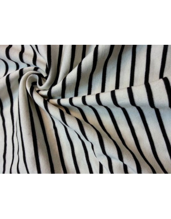 Tissu Jersey Elastique Rayures noir et blanc 