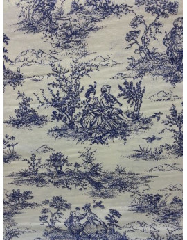 Tissu Jouy Pastorale Bleue larguer 280 cm