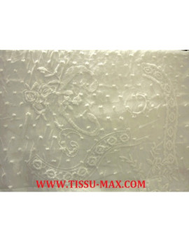 Tissu Coton Brodé Blanc A001