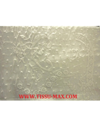 Tissu Coton Brodé Blanc A001