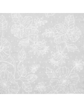 Tissu Coton Plumetis Brodé Blanc A000