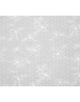 Tissu Coton Plumetis Brodé Blanc A001