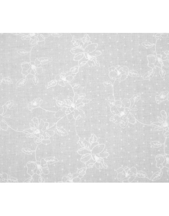 Tissu Coton Plumetis Brodé Blanc A001