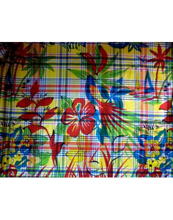 Tissu madras - Rouge, bleu, jaune - Tissu Madras au Mètre