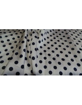 Tissu Satin polyester pois noir