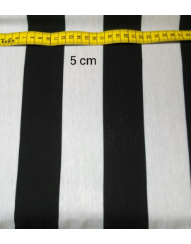 Tissu Jersey coton imprimé noi ret blanc (rayures 5 cm)