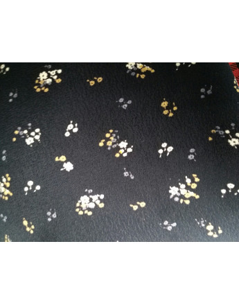 Tissu viscose fleurs noir