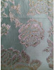 Tissu Brocart bleu fleur rose 