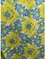 Tissu Brocart imprimée fleurs jaune avec fond bleu 
