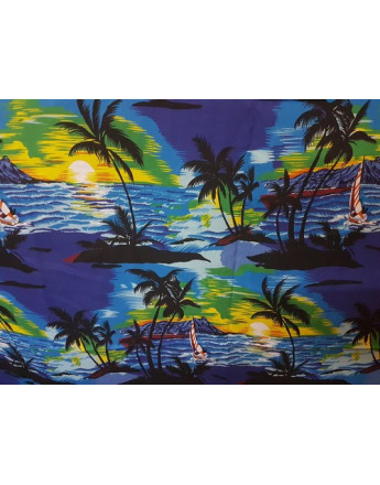 Tissu Hawaii Bleu