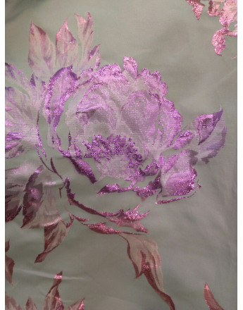 Tissu brocart rose 