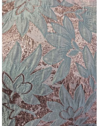 Tissu Brocart Noisette rose pale