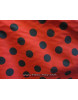 Tissu Gros Pois Noirs Fond Rouge